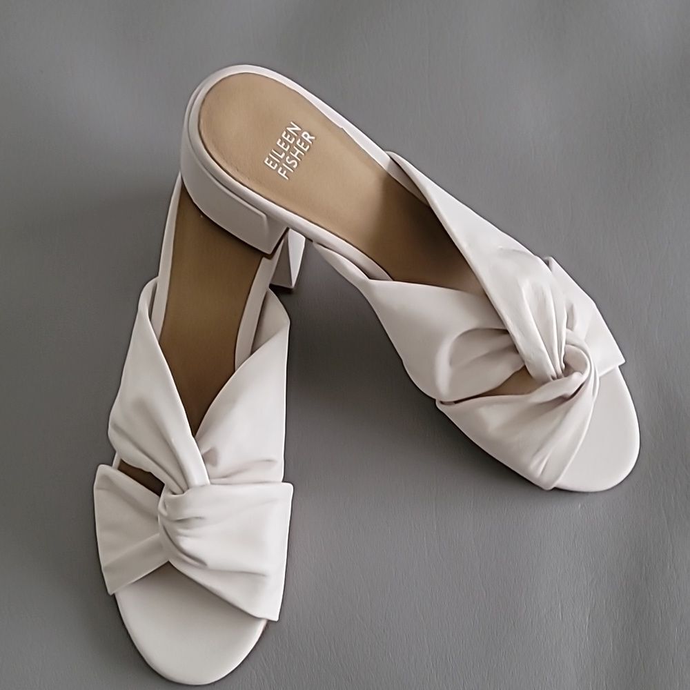 Eileen Fisher Bone Vow Napa Twist Mule Sandals Size 9 1/2